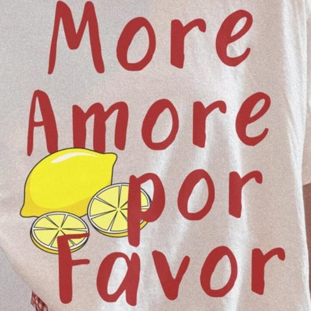 More Amore Por Favor Lemon and Red letters T-Shirt - Picture 2 of 4